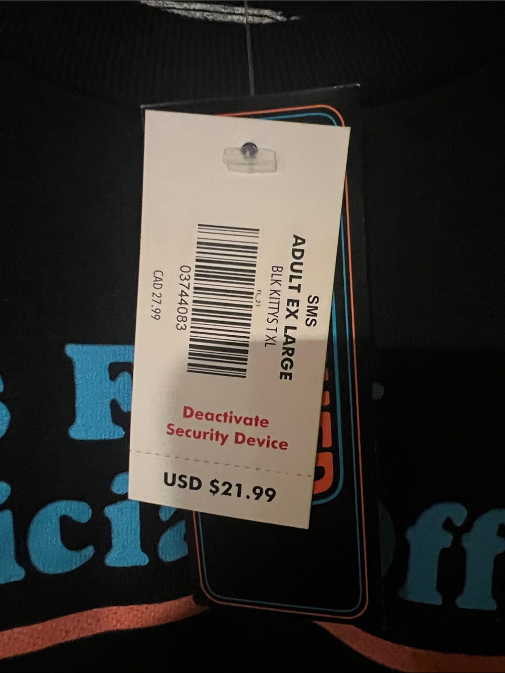 Threadless Black Tee with Multicolor Horror-Style Cat Graphic - Picture 2 of 2